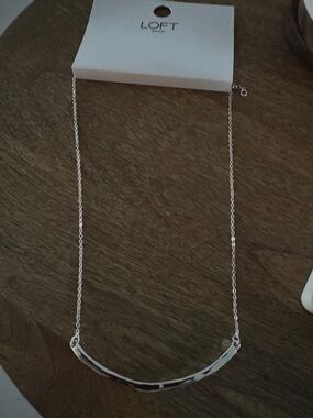 LOFT Silver Curved Bar Pendant Necklace